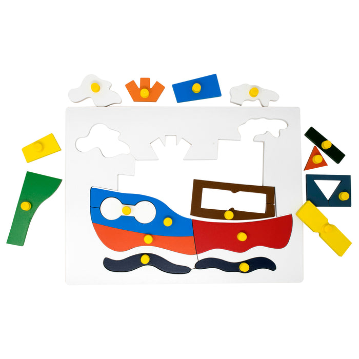 Ship Inset Puzzle board with knob (17 Pcs)