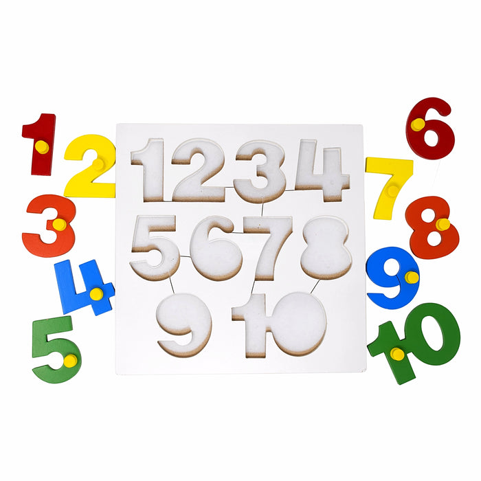 Number Inset Puzzle Board -1 to 10 with Knob