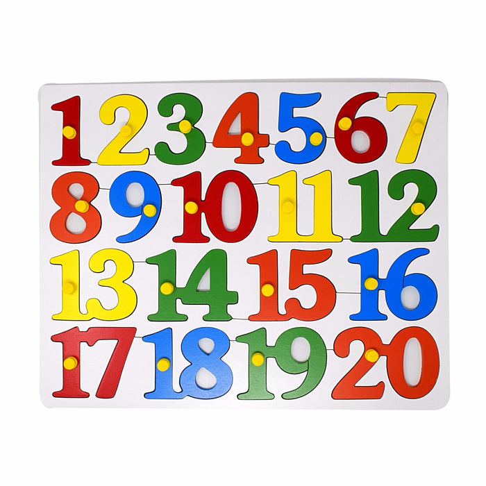 Number Inset Puzzle Board -1 to 20 with Knob